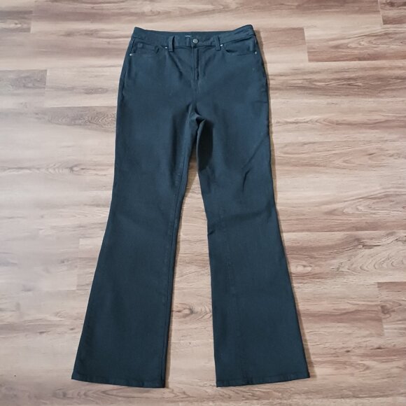 Chico's High Rise Flare Black Jeans Size 10R 1.5 Regular Stretch - Picture 1 of 8